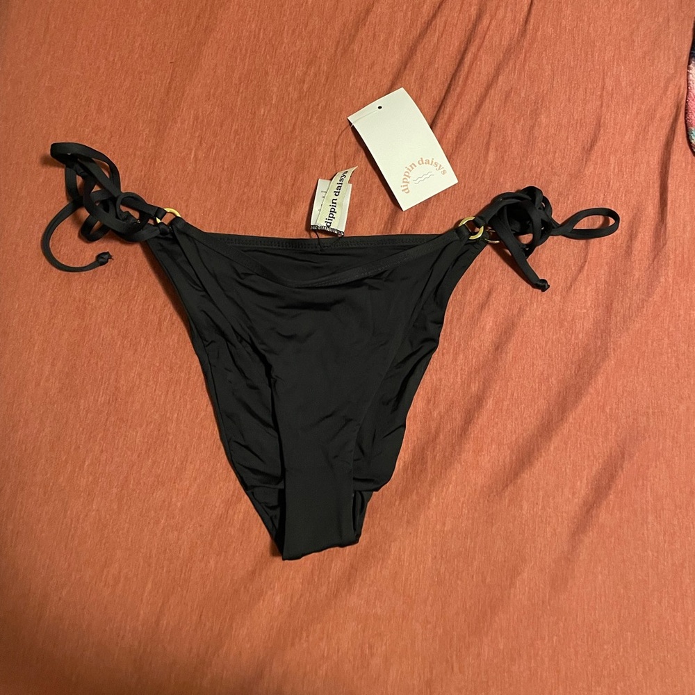 Dippin Daisys Black Bikini bottom - High Leg, Side tie - Talia